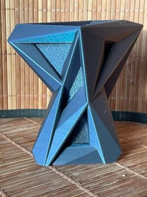 Bluish textured geometric bud vase