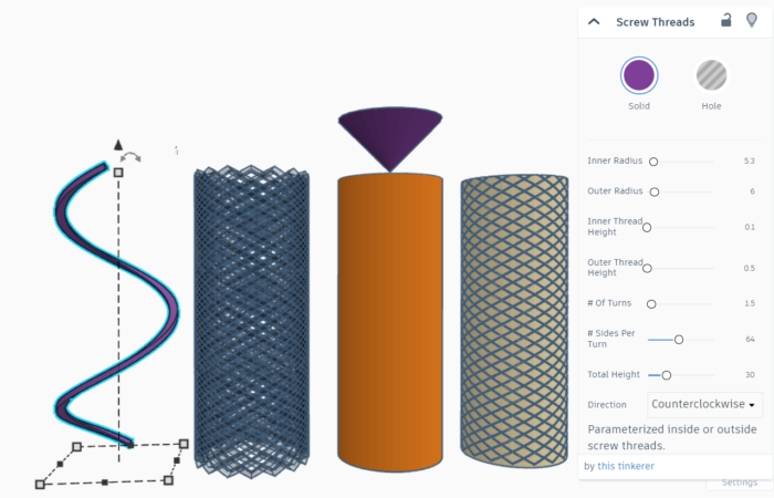 Exploded view of knurled handle