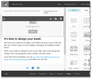 MailChimp memo design screen